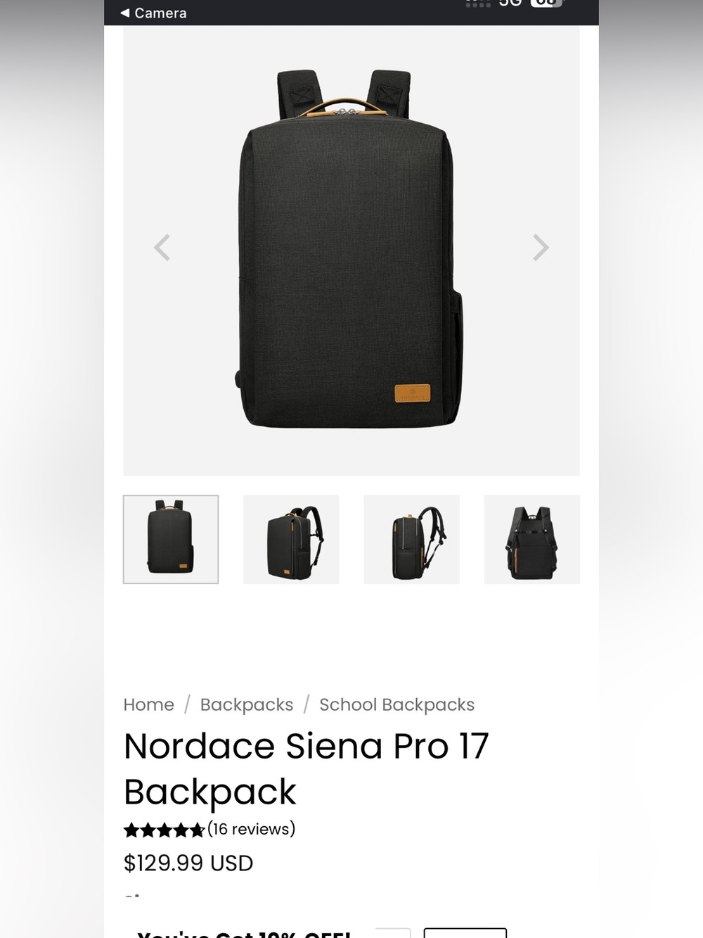 Nordace Siena Pro 17 Backpack — Black